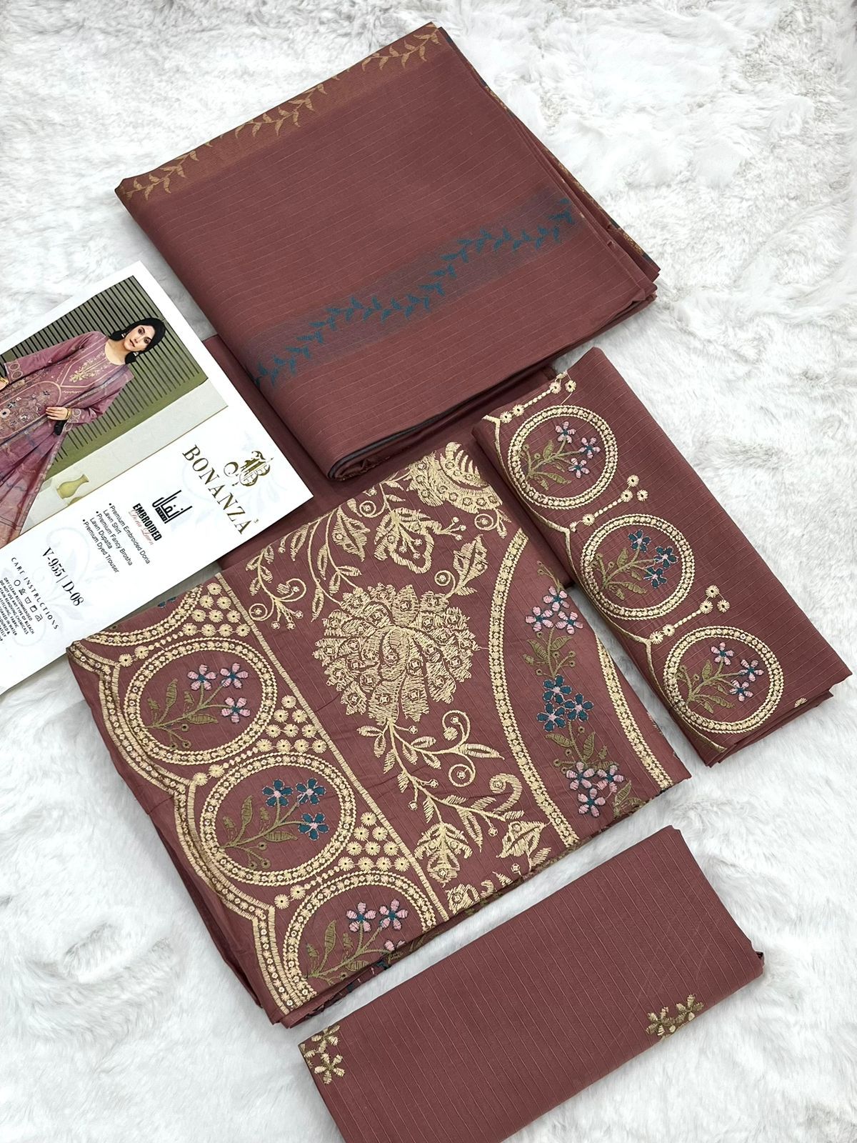 Bonanza Embroidered 3 Piece Pure Lawn Suit – Airjet Bana Dora Collection