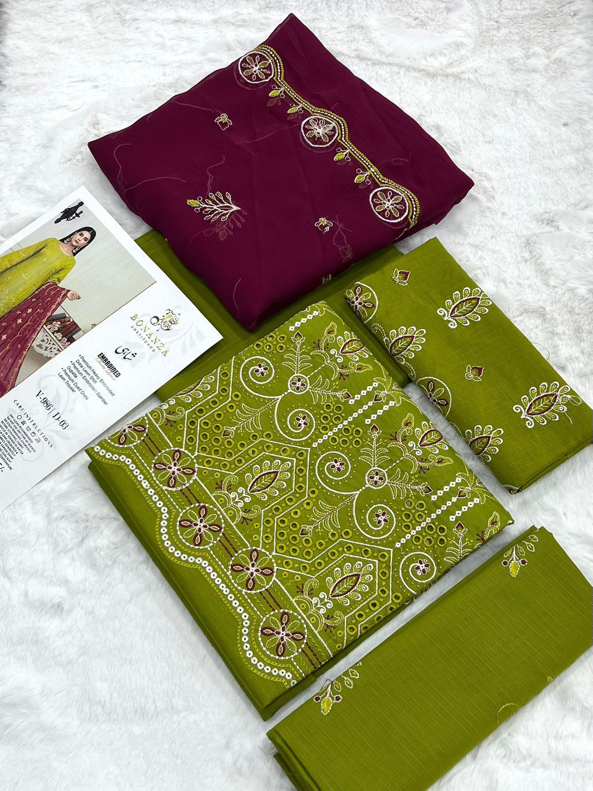 Bonanza Shahi Embroidered 3 Piece Pure Lawn Suit – Summer Collection