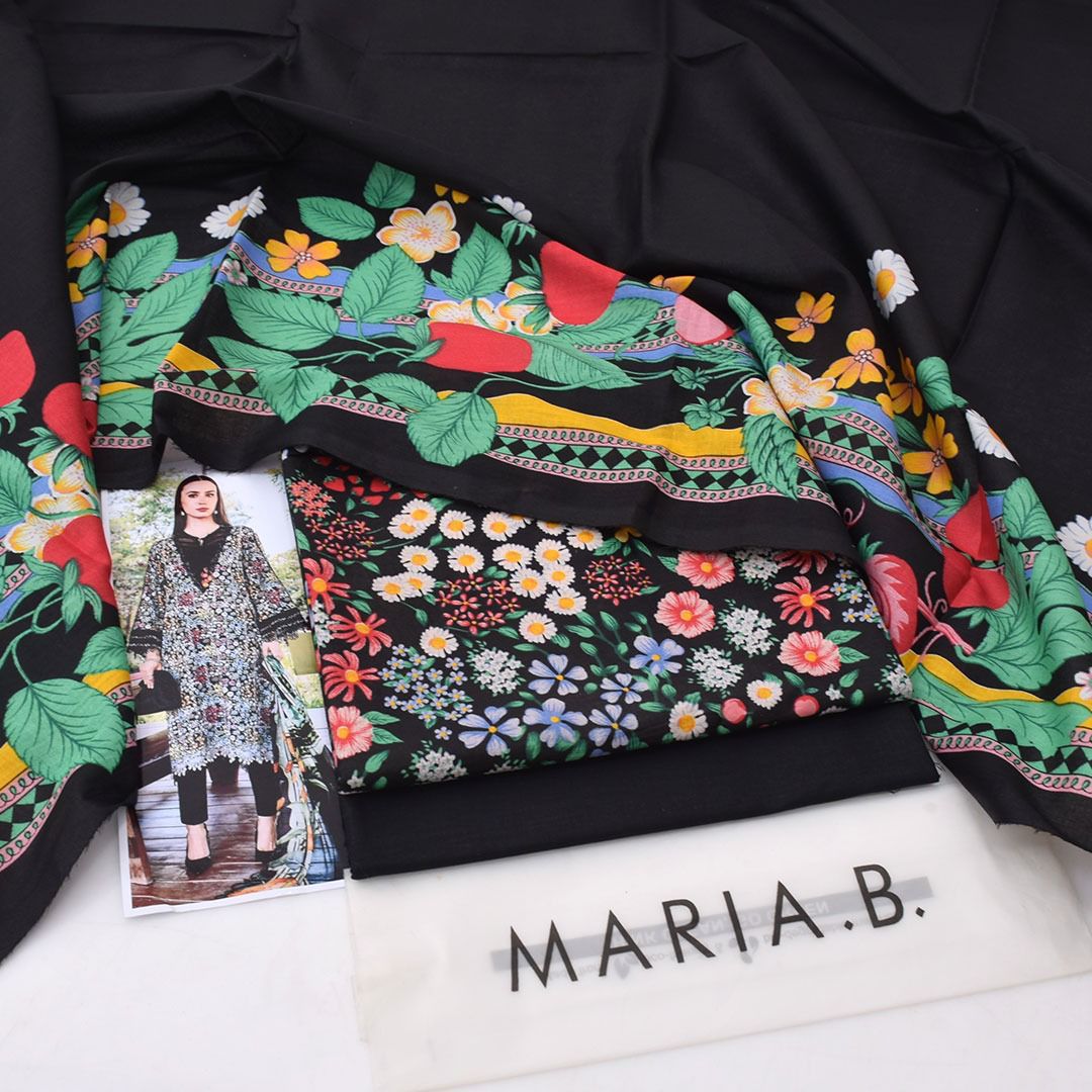 Maria B MP-1AB Chikankari Lawn 3PC Suit with Chiffon Dupatta