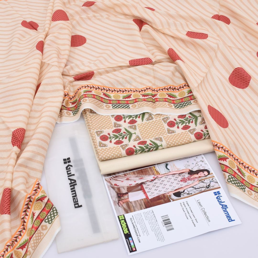 Gul Ahmed Digital Printed Lawn 3PC Suit with Printed Lawn Dupatta