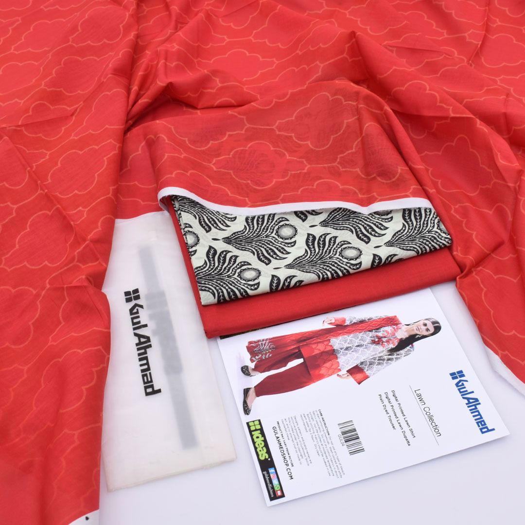 Gul Ahmed Digital Printed Lawn 3PC Suit with Printed Lawn Dupatta