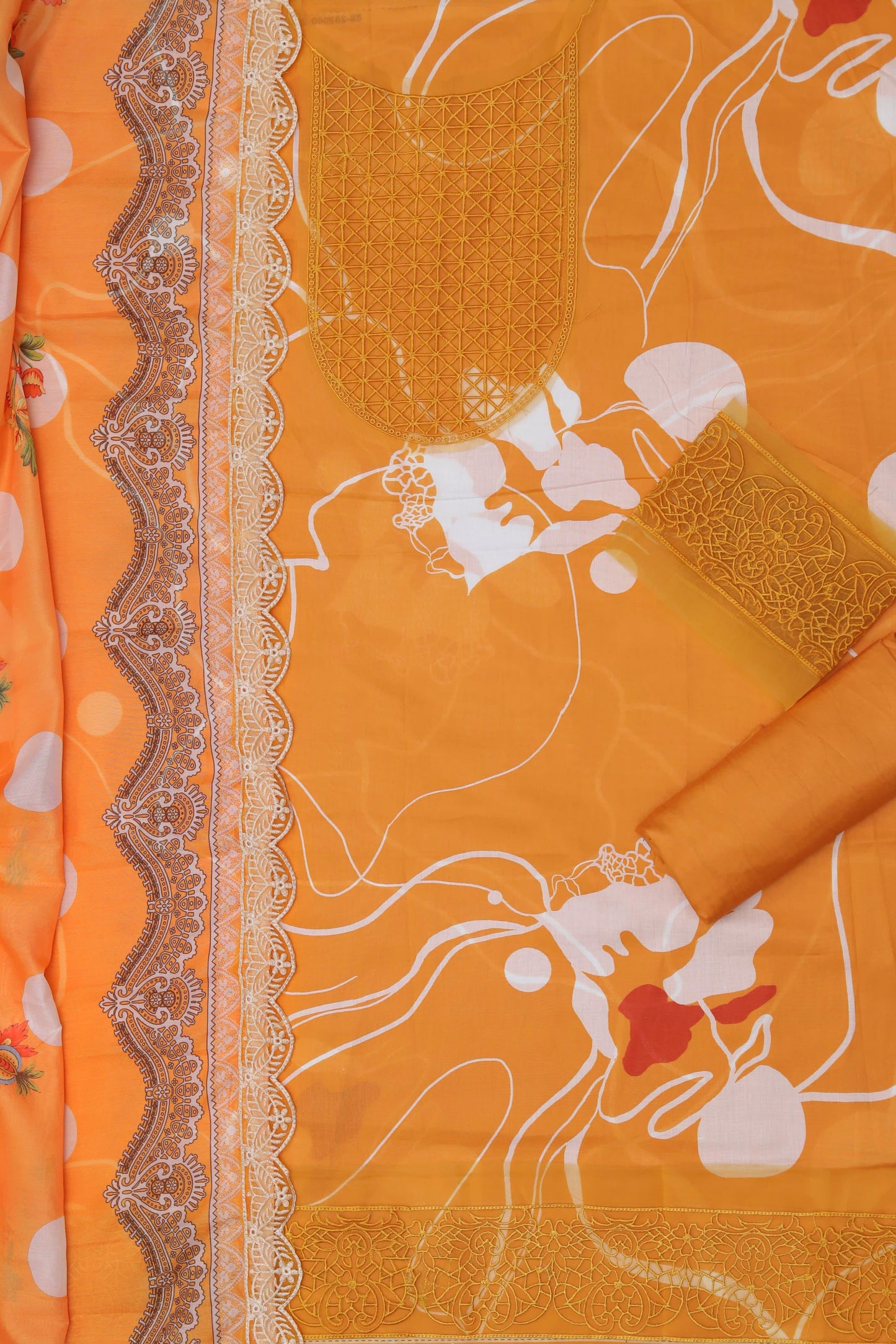Printed Lawn 3PC Suit with Heavy Embroidered Sleeves Patch