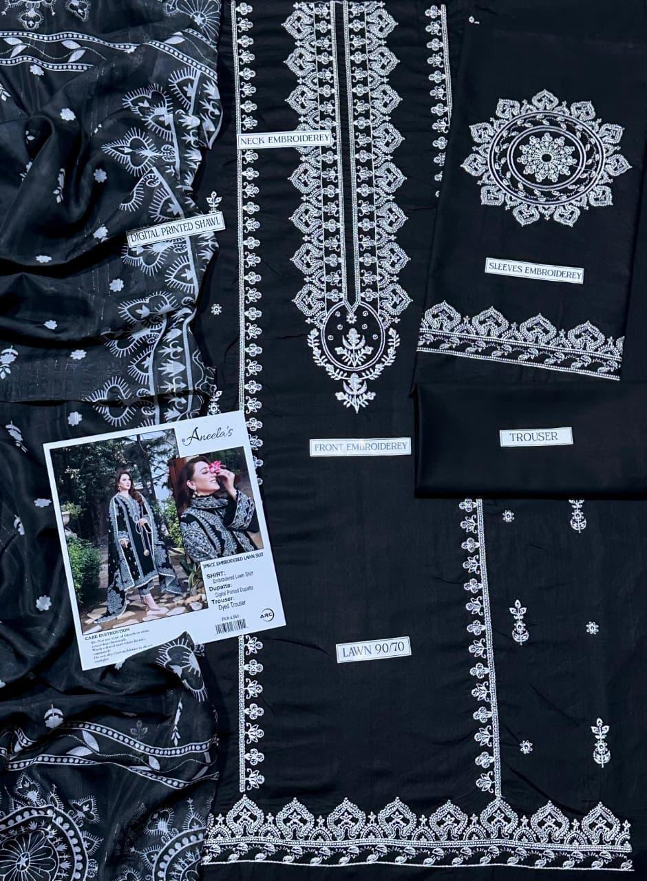 Aneela’s Lawn 3 Piece Embroidered Summer Collection | Airjet Lawn Suit