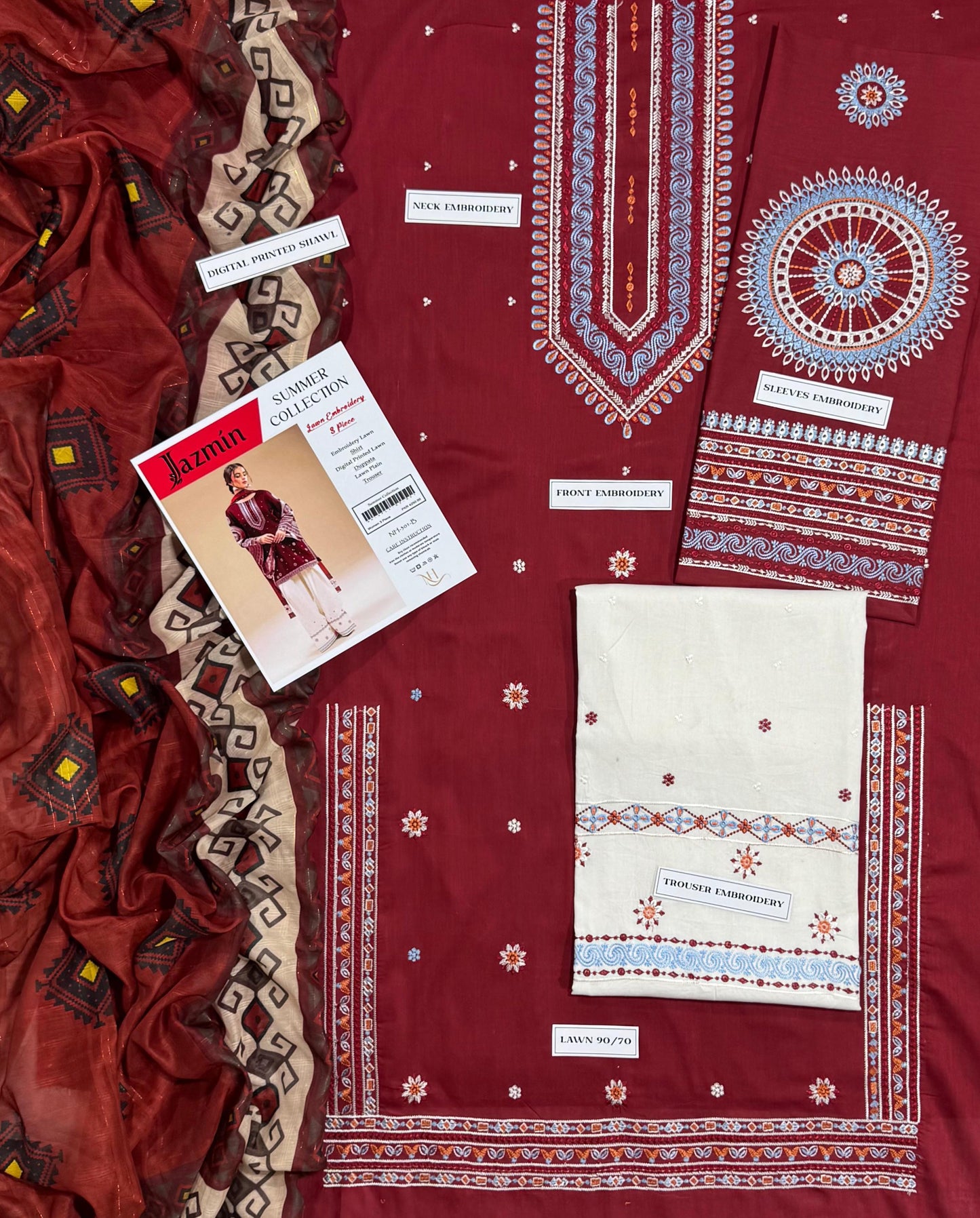Luxury Lawn 3 Piece Embroidered Summer Collection | Airjet Lawn Suit