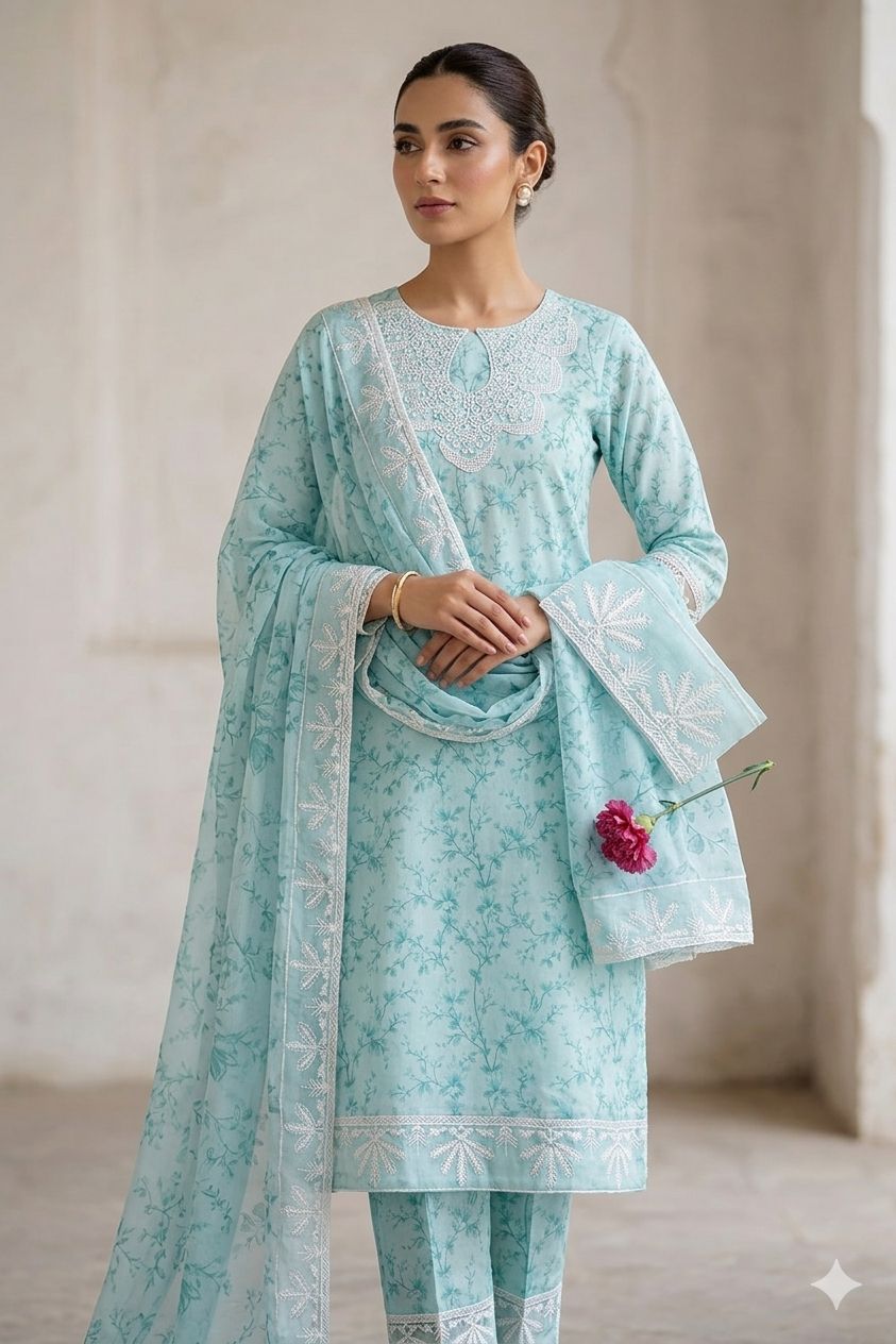 Embroidered 3 Piece Lawn Suit – Summer Collection 2026