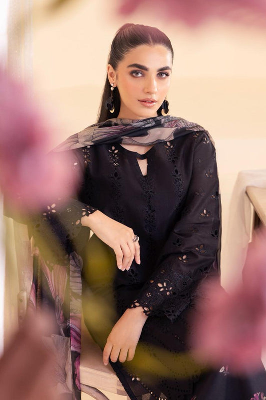 IZNIK Chikan Kari Embroidered 3 Piece Lawn Suit With Silk Dupatta