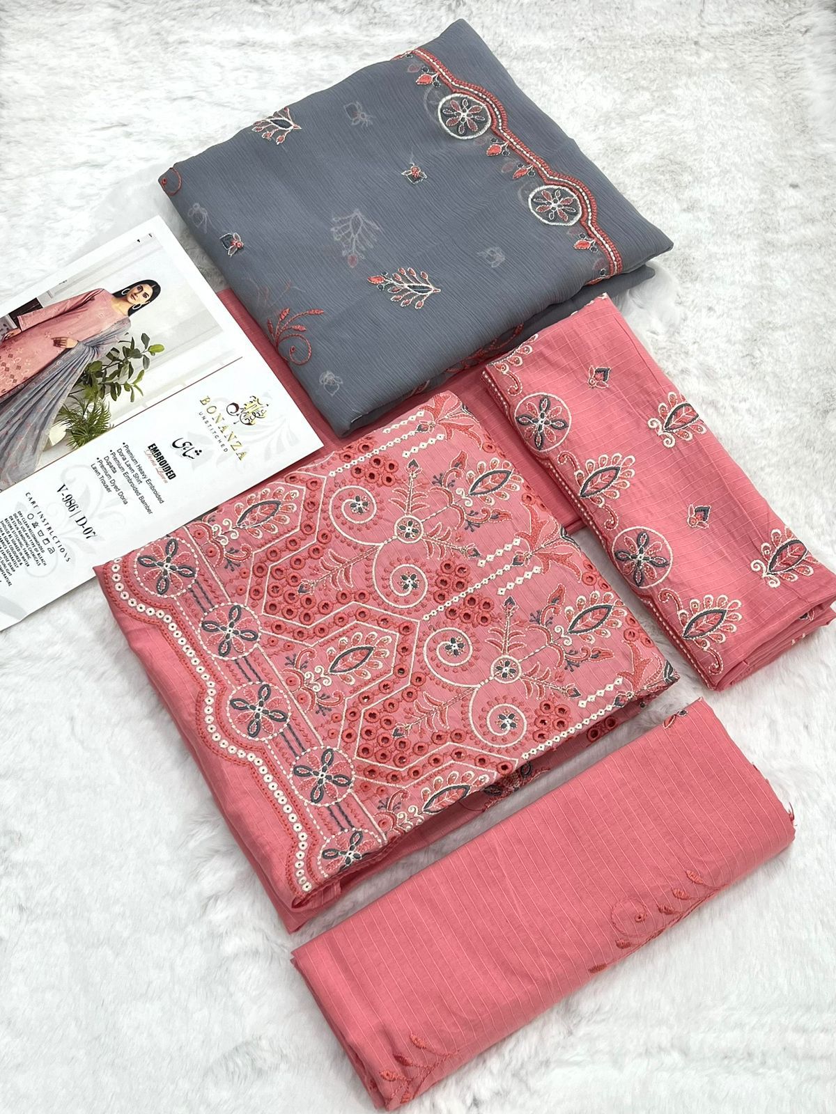 Bonanza Shahi Embroidered 3 Piece Pure Lawn Suit – Summer Collection