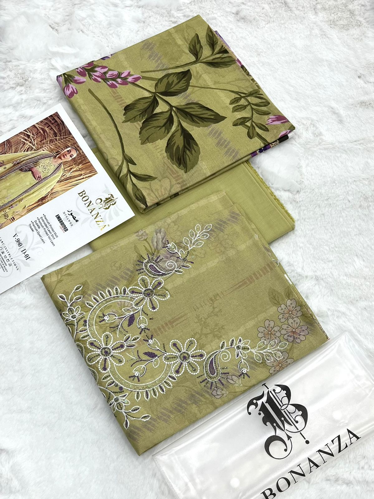 Bonanza Embroidered 3 Piece Pure Lawn Suit – Summer Collection