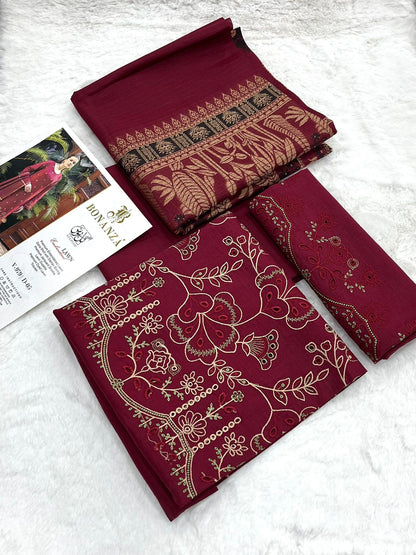Bonanza Embroidered 3 Piece Pure Lawn Suit – Summer Collection