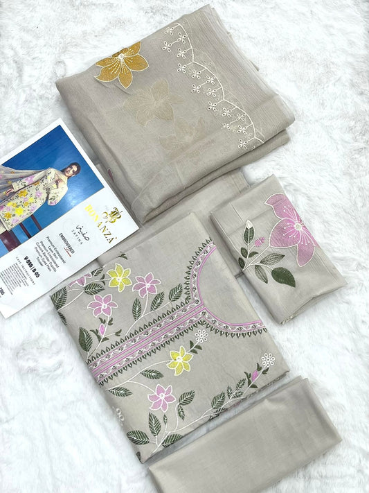 Bonanza Satrangi Embroidered 3 Piece Pure Lawn Suit – Summer Collection