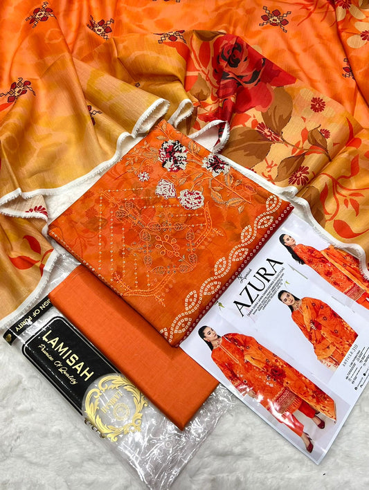 Azura Printed 3 Piece Premium Lawn Suit – Bana Dora Digital Collection