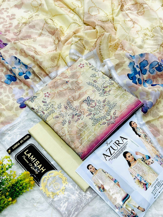 Azura Printed 3 Piece Premium Lawn Suit – Bana Dora Digital Collection