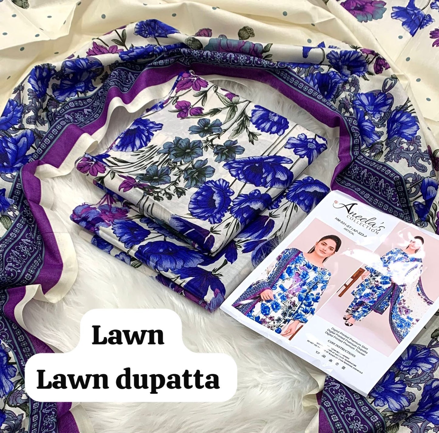 Maria B Lawn 3PC Suit 2026 New Design with Digital Printed Chiffon Dupatta