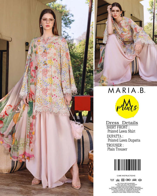 Maria B MP-1AB Chikankari Lawn 3PC Suit with Chiffon Dupatta