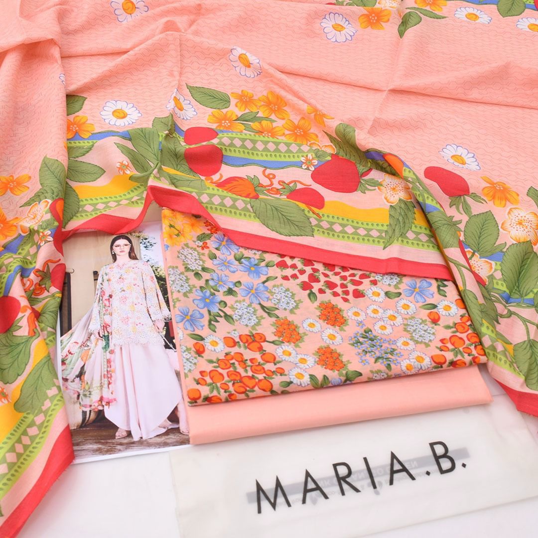 Maria B MP-1AB Chikankari Lawn 3PC Suit with Chiffon Dupatta