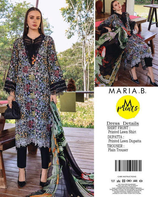 Maria B MP-1AB Chikankari Lawn 3PC Suit with Chiffon Dupatta