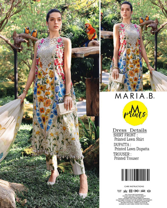 Maria B MP-1AB Chikankari Lawn 3PC Suit with Chiffon Dupatta