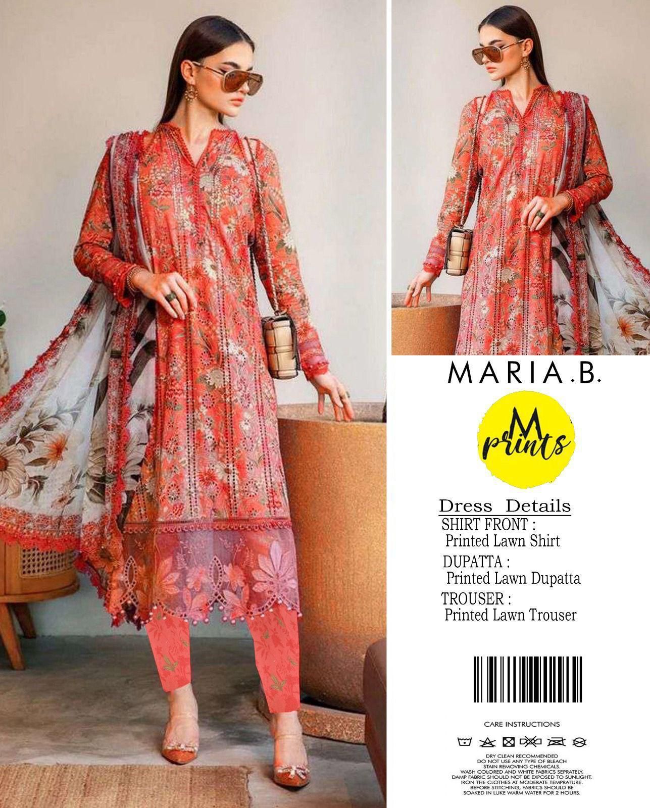 Maria B MP-1AB Chikankari Lawn 3PC Suit with Chiffon Dupatta