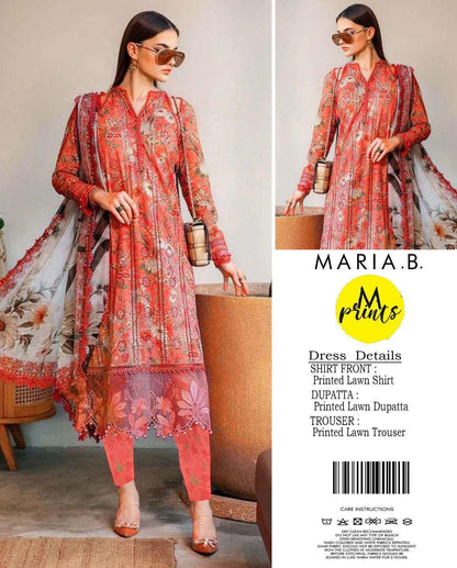 Maria B MP-1AB Chikankari Lawn 3PC Suit with Chiffon Dupatta