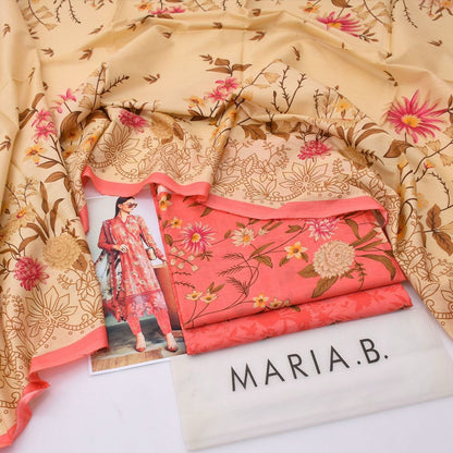 Maria B MP-1AB Chikankari Lawn 3PC Suit with Chiffon Dupatta