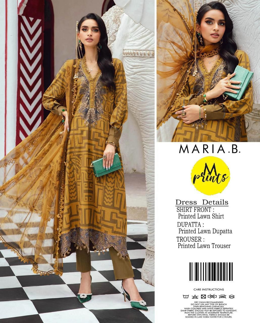 Maria B MP-1AB Chikankari Lawn 3PC Suit with Chiffon Dupatta