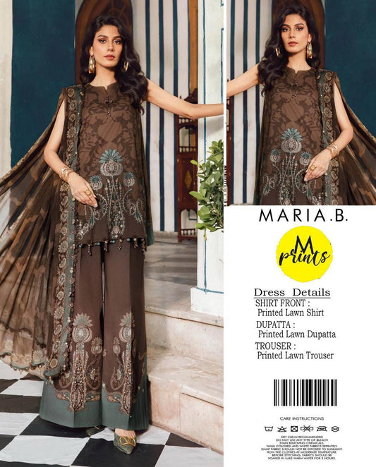 Maria B MP-1AB Chikankari Lawn 3PC Suit with Chiffon Dupatta