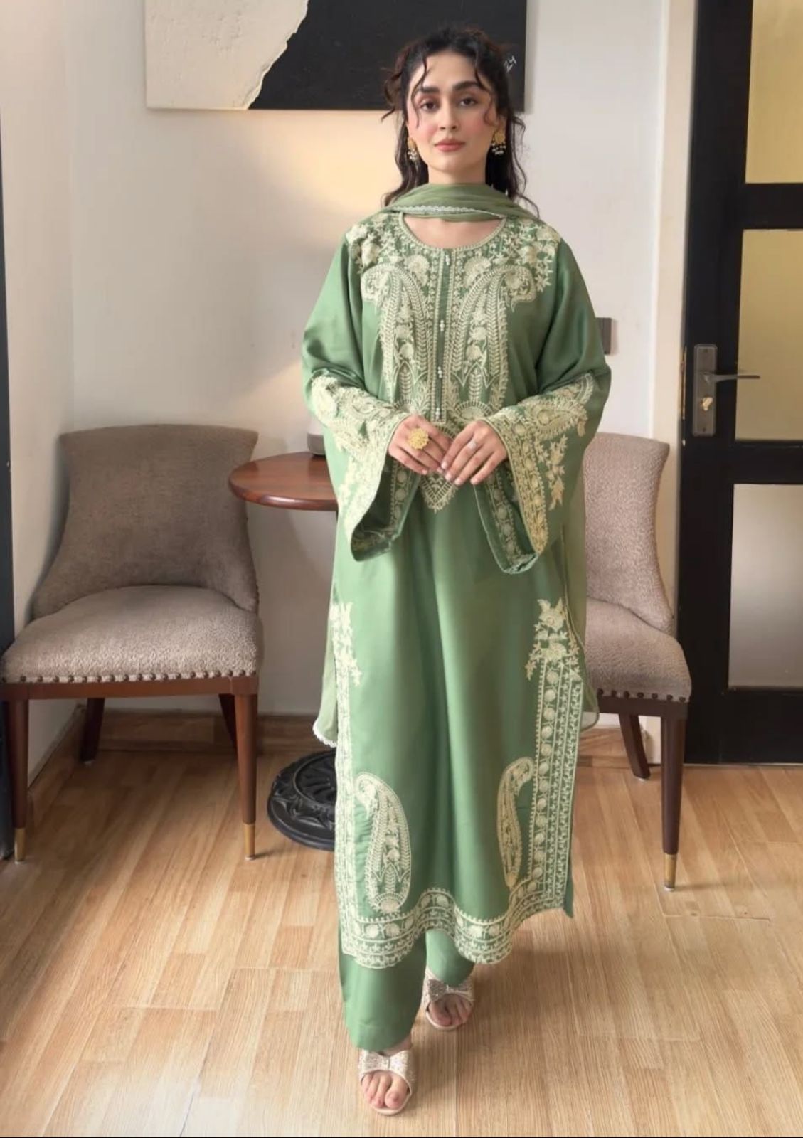 Designer Fancy Lawn 3PC Embroidered Suit with Chiffon Embroidered Dupatta