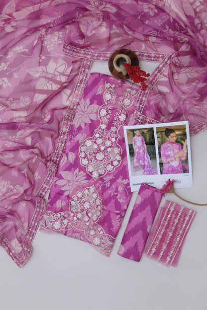 Maria B Heavy Embroidered Lawn 3PC Suit with Swiss Voil Dupatta