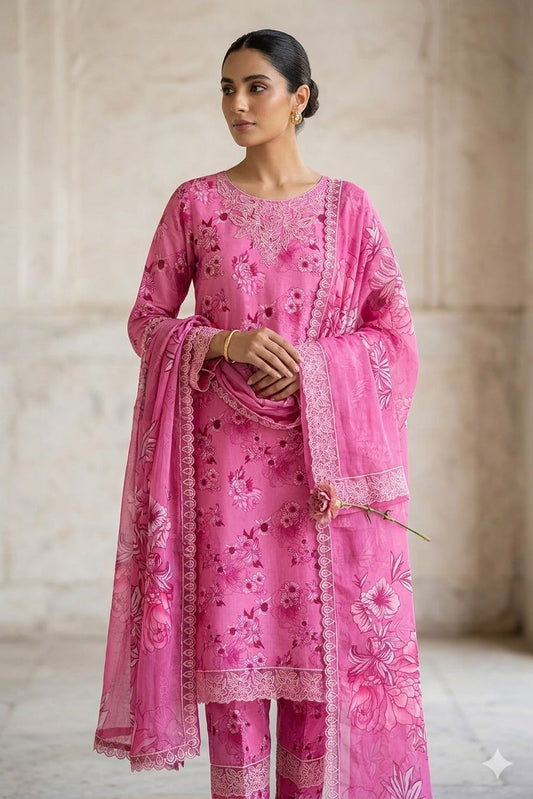 Maria B Heavy Embroidered Lawn 3PC Suit with Swiss Voil Dupatta