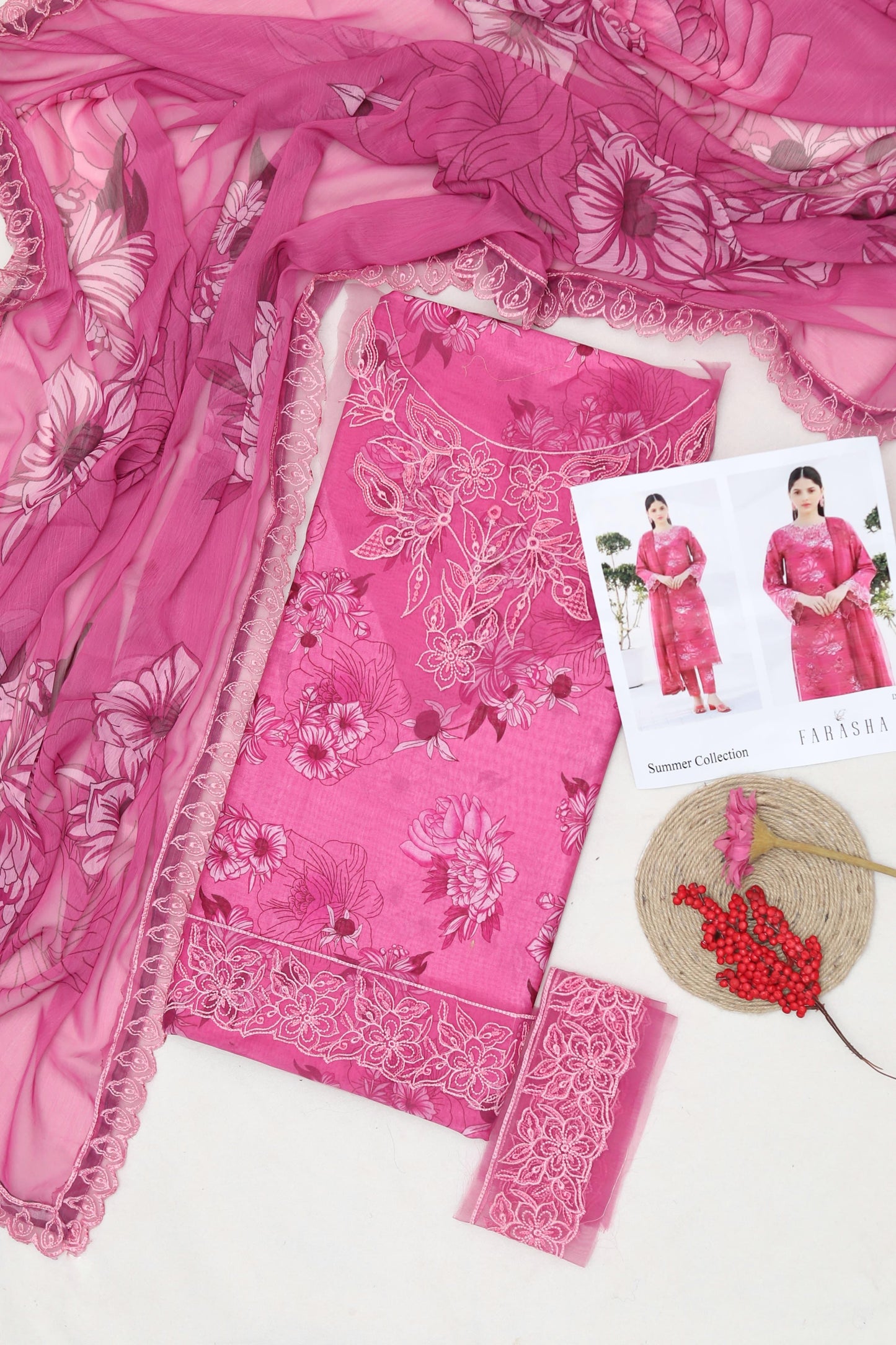 Maria B Heavy Embroidered Lawn 3PC Suit with Swiss Voil Dupatta