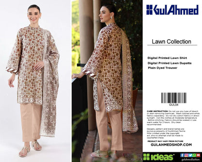 Gul Ahmed Digital Printed Lawn 3PC Suit with Printed Lawn Dupatta