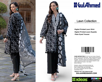 Gul Ahmed Digital Printed Lawn 3PC Suit with Printed Lawn Dupatta