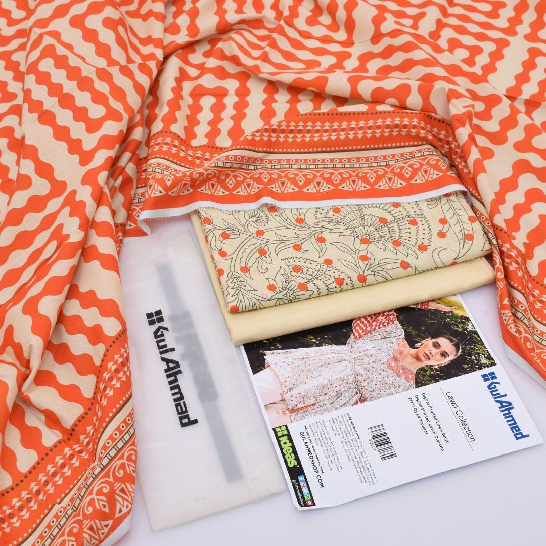 Gul Ahmed Digital Printed Lawn 3PC Suit with Printed Lawn Dupatta