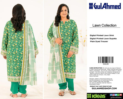 Gul Ahmed Digital Printed Lawn 3PC Suit with Printed Lawn Dupatta