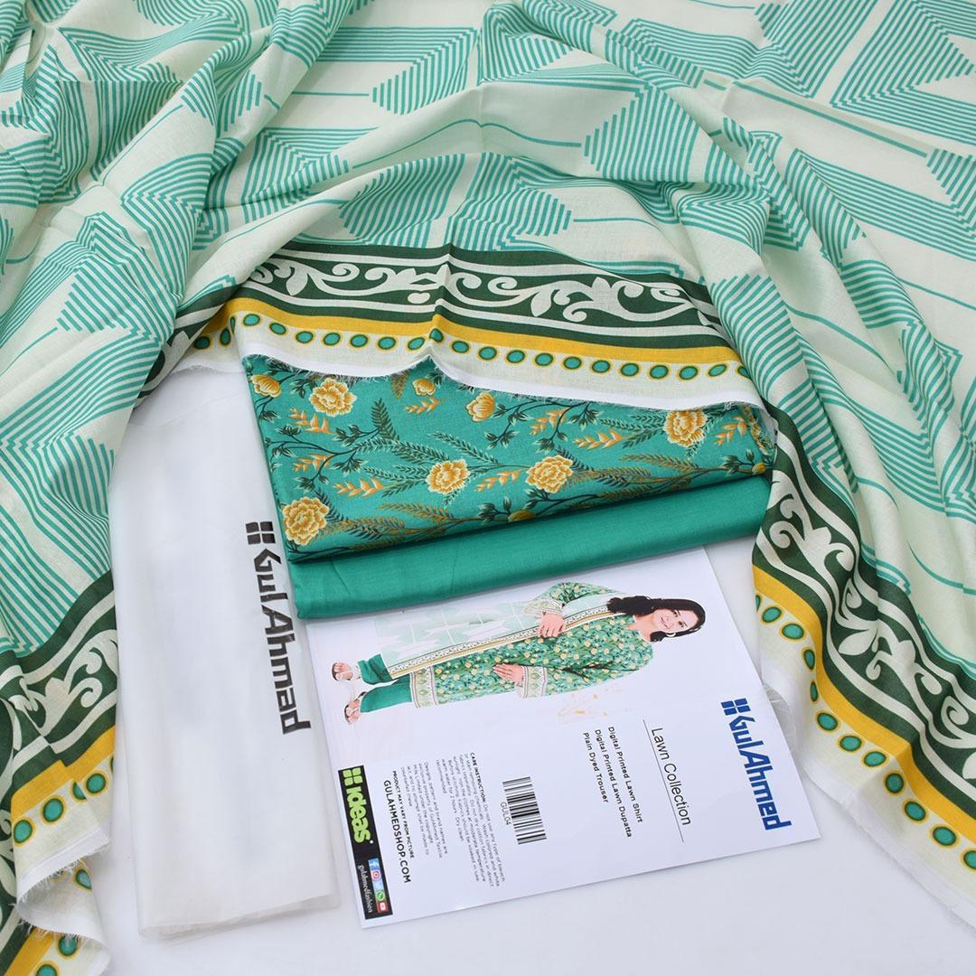 Gul Ahmed Digital Printed Lawn 3PC Suit with Printed Lawn Dupatta