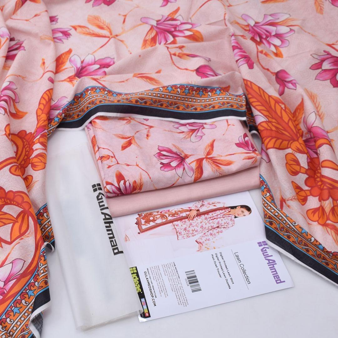 Gul Ahmed Digital Printed Lawn 3PC Suit with Printed Lawn Dupatta