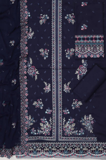 Embroidered Lawn 3PC Suit with Chiffon Embroidered Dupatta