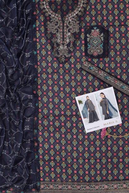 Printed Lawn 3PC Suit with Heavy Embroidered Sleeves Patch