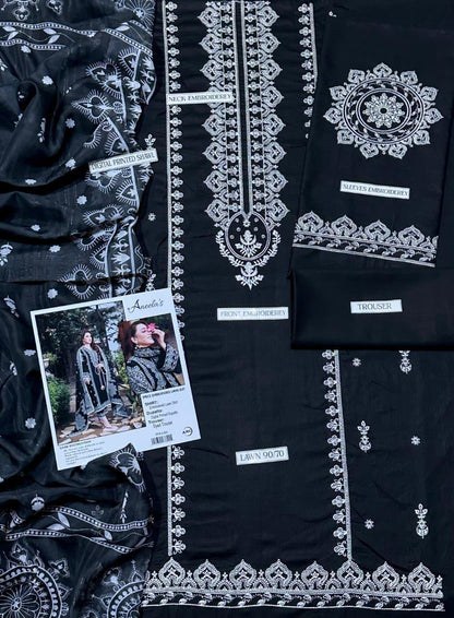 Aneela’s Lawn 3 Piece Embroidered Summer Collection | Airjet Lawn Suit