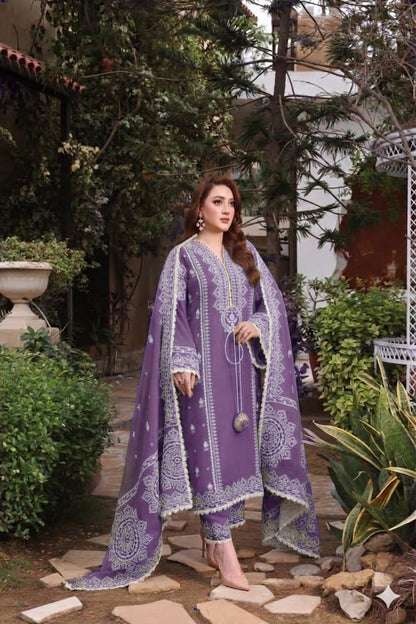 Aneela’s Lawn 3 Piece Embroidered Summer Collection | Airjet Lawn Suit