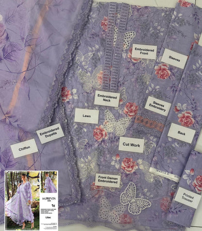 Maria B MP-1AB Chikankari Lawn 3PC Suit with Chiffon Dupatta